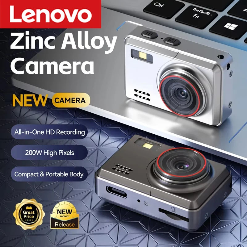 Cámara Digital Retro Mini Lenovo 1080p de alta definición CCD, accesorios portátiles para estudiantes y universitarios para tomar fotografías y vídeos