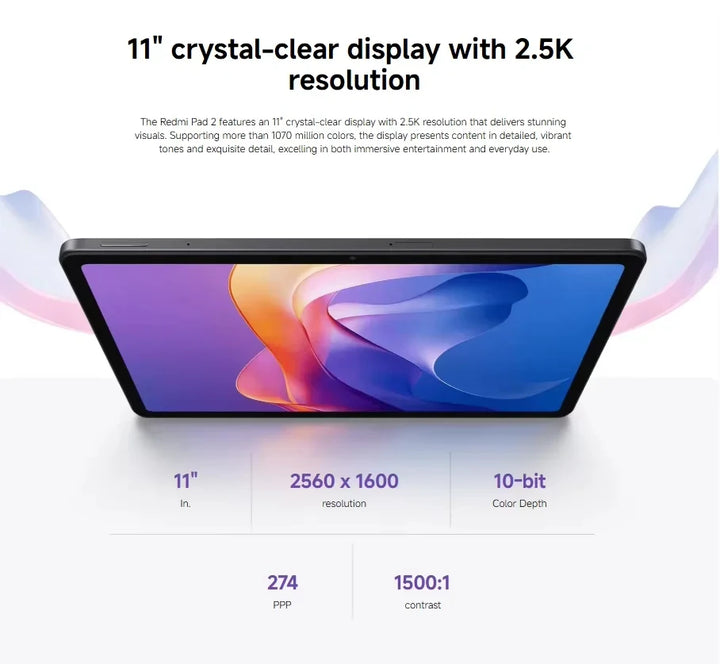 Tableta Xiaomi Redmi Pad 2 original, con batería de 9000 mAh, pantalla de 11 pulgadas, resolución 2.5K, WiFi, 90 Hz, procesador MediaTek Helio G100-Ultra y sistema Xiaomi HyperOS 2.