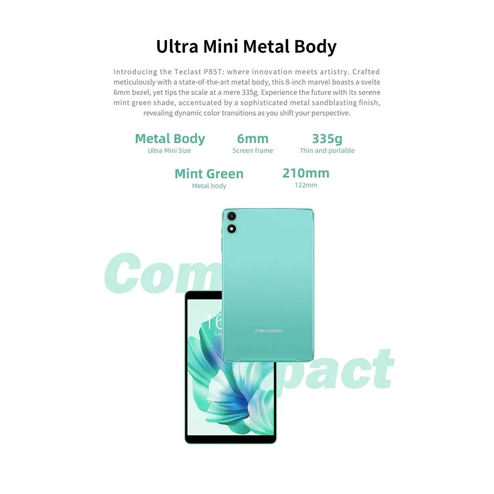 Tablet Teclast P85T 2026 Allwinner A523 de 8 núcleos a 1.8GHz, 10GB (4GB+6GB) de RAM, 64GB de ROM, 8 pulgadas, 800×1280 IPS, WIFI5, 4G, 5000mAh, Tipo-C
