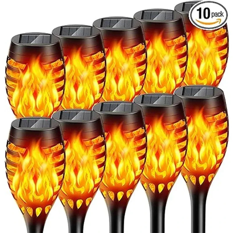 1/2/4/6/8/10 piezas de luces solares de antorcha con efecto de llama, parpadeantes, impermeables, para decoración de jardín, exteriores, césped, camino, patio, lámparas de pie
