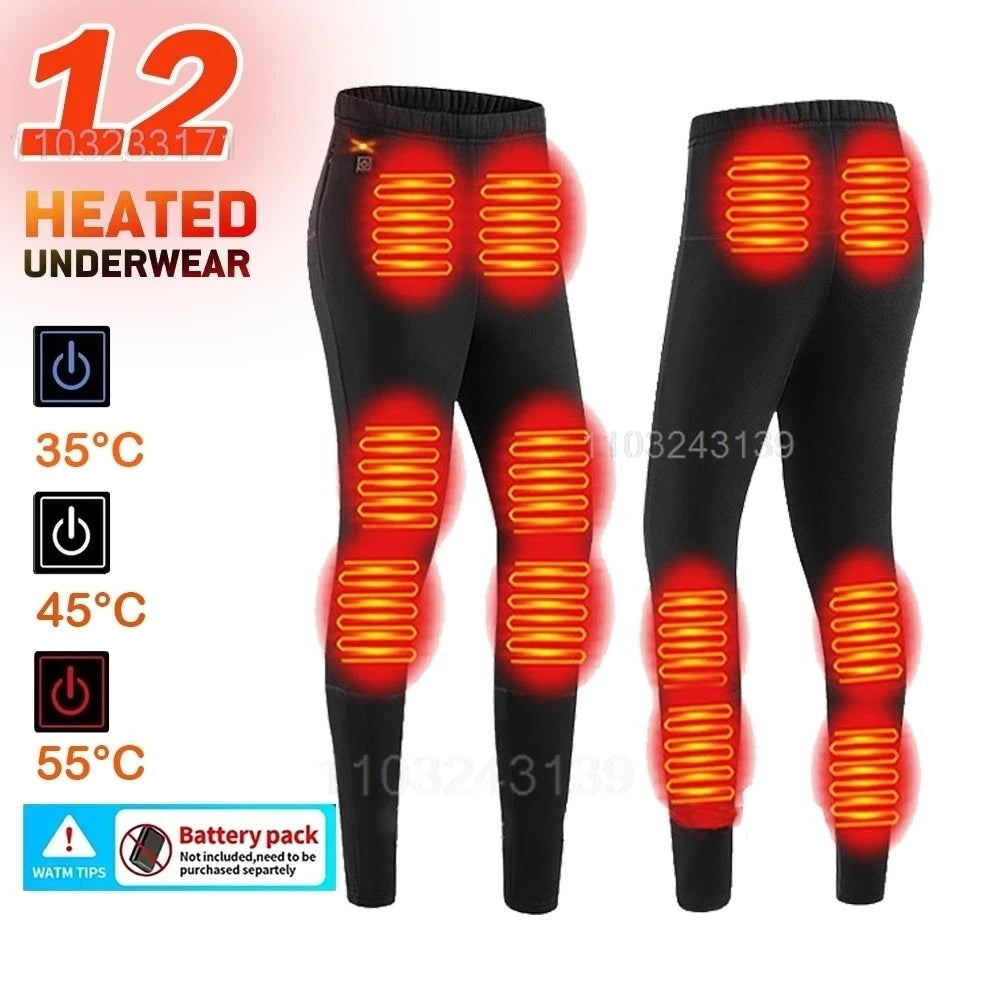Ropa interior térmica con calefacción eléctrica USB para hombre y mujer, ropa interior autocalentable de esquí, 52 áreas
