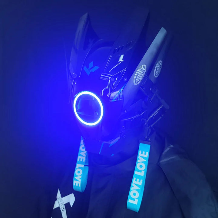 Máscara Cyber punk LED peinado trenza Halloween Navidad juego de rol casco fiesta regalo para adultos ﻿