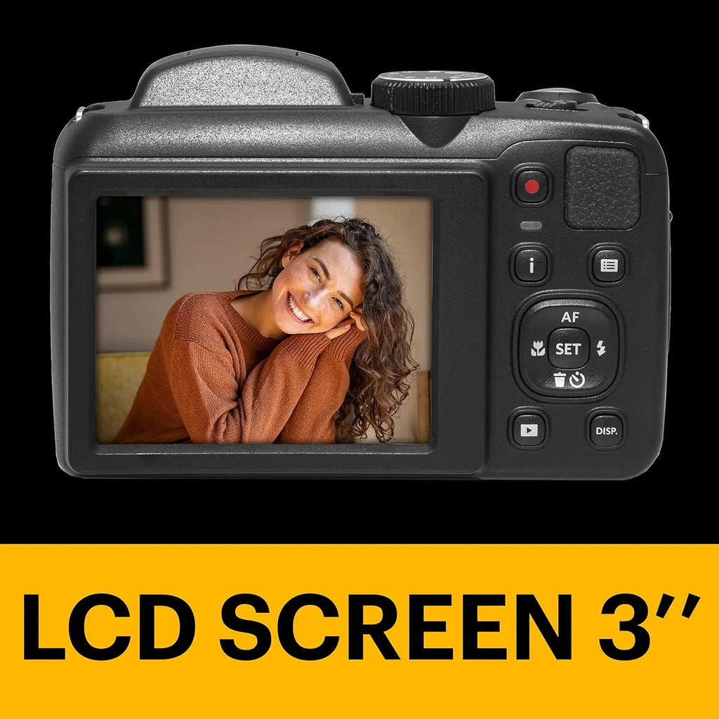 Cámara Digital de 16MP KODAK PIXPRO AZ255 con Pantalla LCD de 3 Pulgadas, Video FHD de 1080P, Cámara Profesional para Vlogs, Zoom Óptico de 25X, Gran Angular de 24mm, OIS