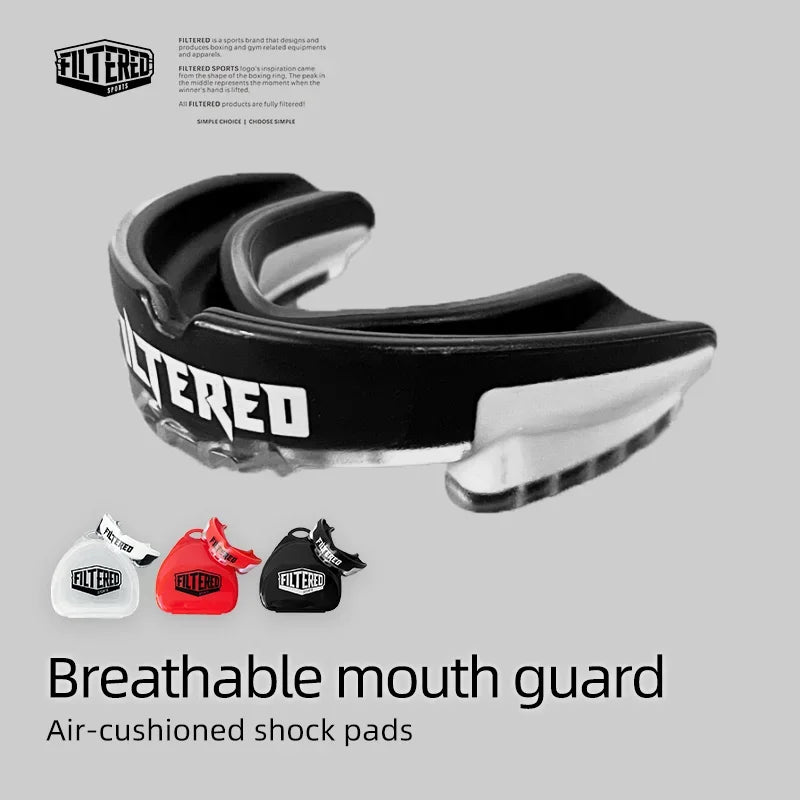 Protector bucal deportivo filtrado para adultos, Muay Thai, boxeo, dientes, Rugby, entrenamiento de lucha, protección, tirantes Mma, protector bucal de lucha