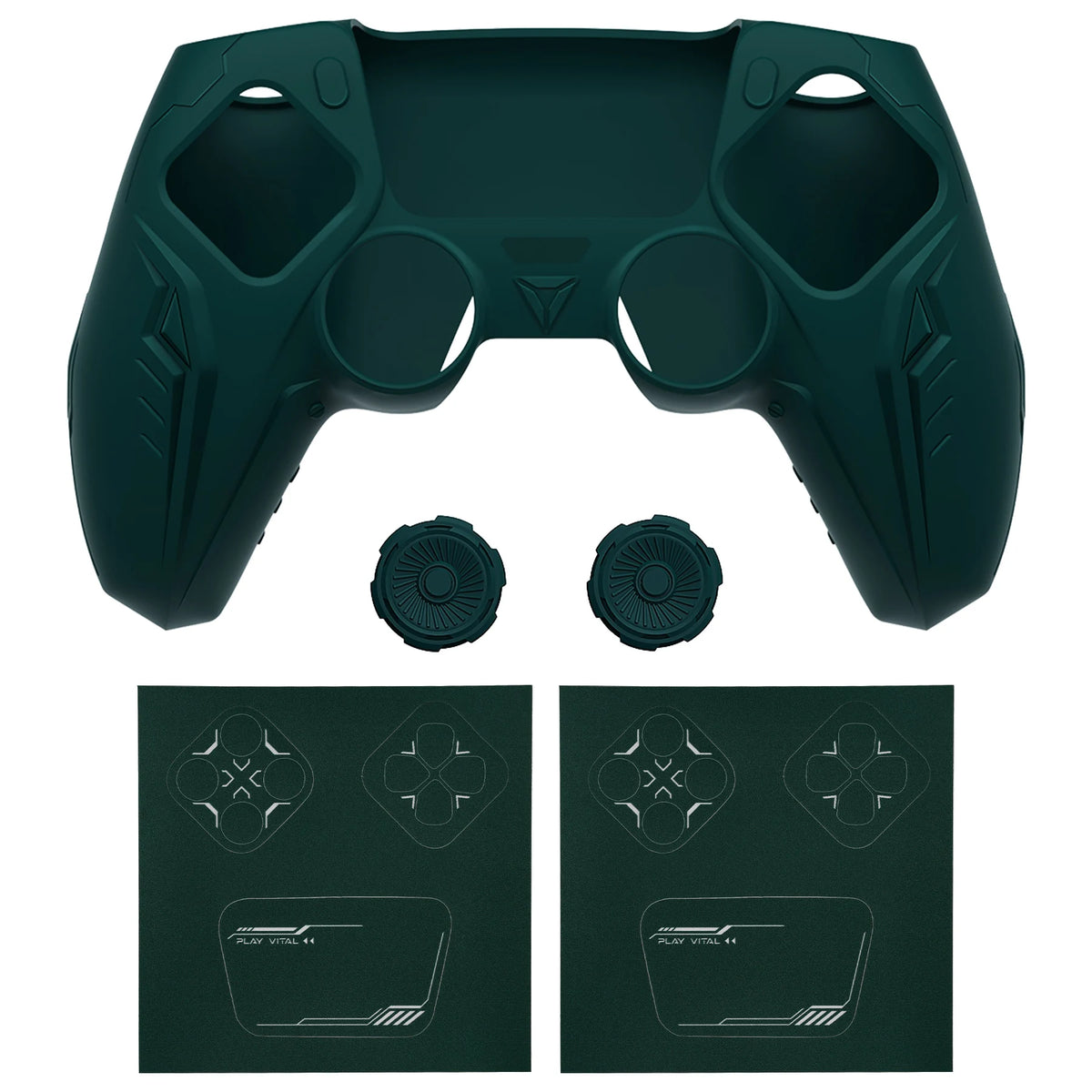 Funda de silicona PlayVital para mando de PS5 - Cubierta con diseño CyberMech futurista compatible con la base de carga oficial de PS5