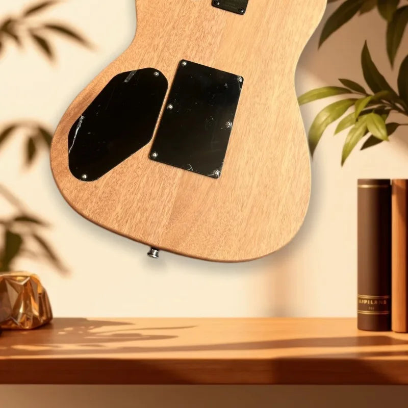 Guitarra acústica-eléctrica híbrida de 6 cuerdas, acabado negro mate, ribete de madera, una sola pastilla, ideal para música folclórica, pop y para usar en el escenario, perfecta para principiantes.