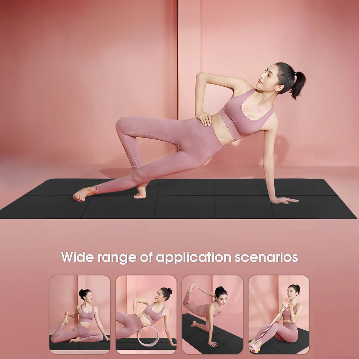 Estera de Yoga plegable negra, estera de ejercicio de viaje plegable EVA ecológica de 3/4/6mm de espesor para entrenamientos de Yoga y Pilates