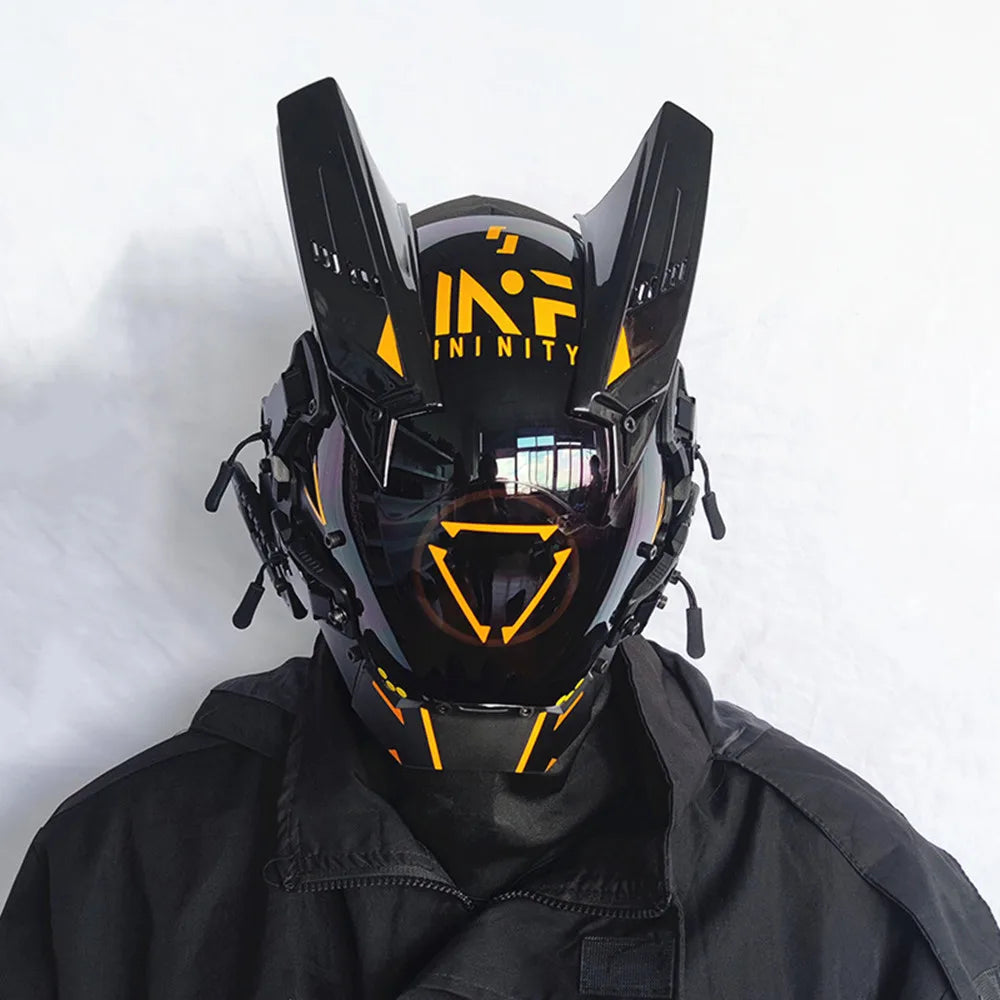 Máscara Cyber punk LED peinado trenza Halloween Navidad juego de rol casco fiesta regalo para adultos ﻿
