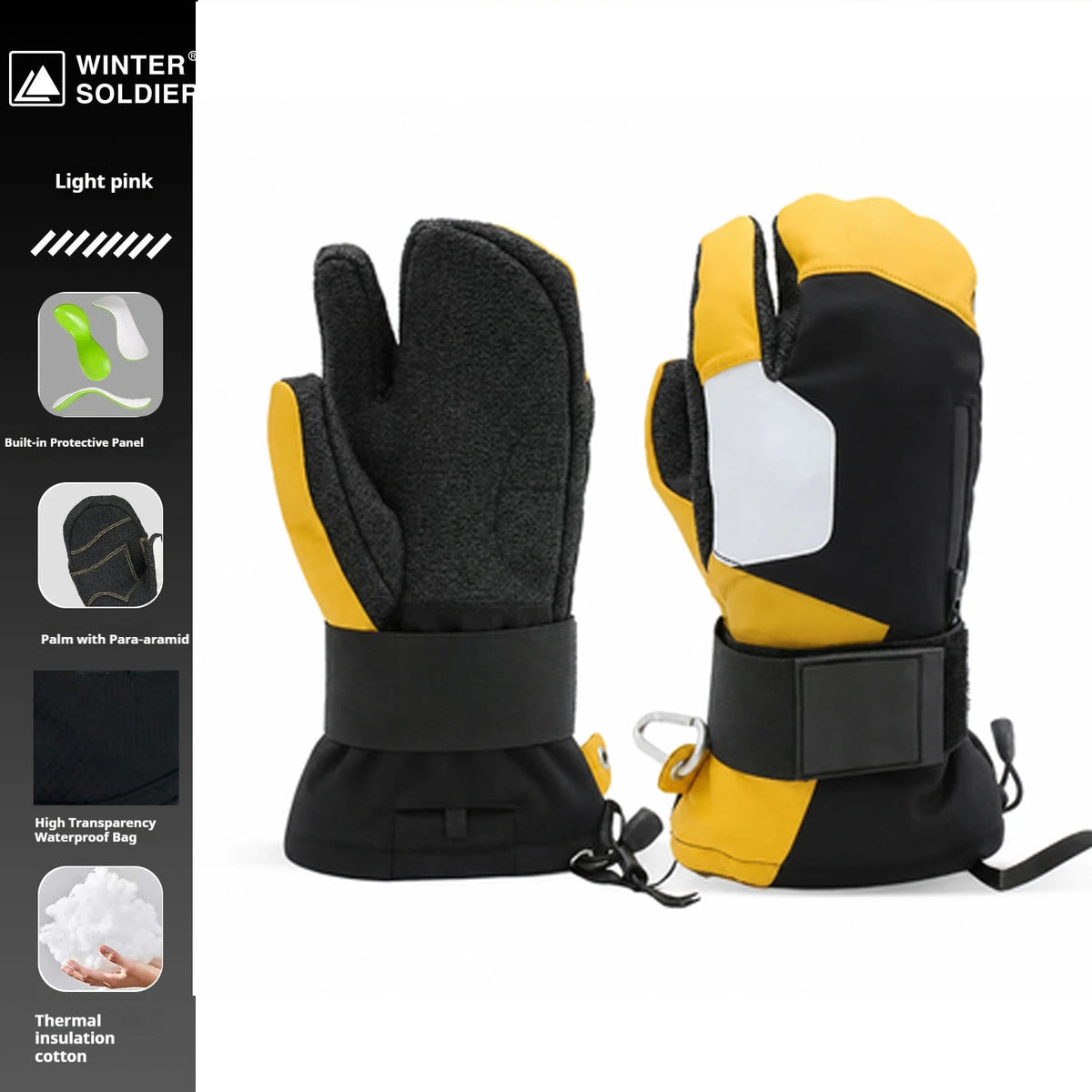 Guantes de esquí con protección integrada para la muñeca, guantes de esquí de invierno, material de aramida resistente al desgaste, para snowboard, para hombres y mujeres, guantes térmicos para esquí en la nieve.