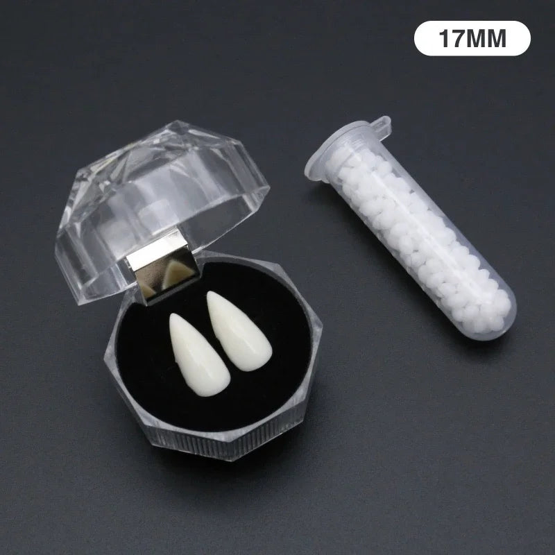 Dientes de Dentadura Postiza de Halloween en 4 Tamaños, Colmillos de Vampiro y Hombre Lobo Espeluznantes, Decoración para Disfraces de Halloween, Cosplay DIY