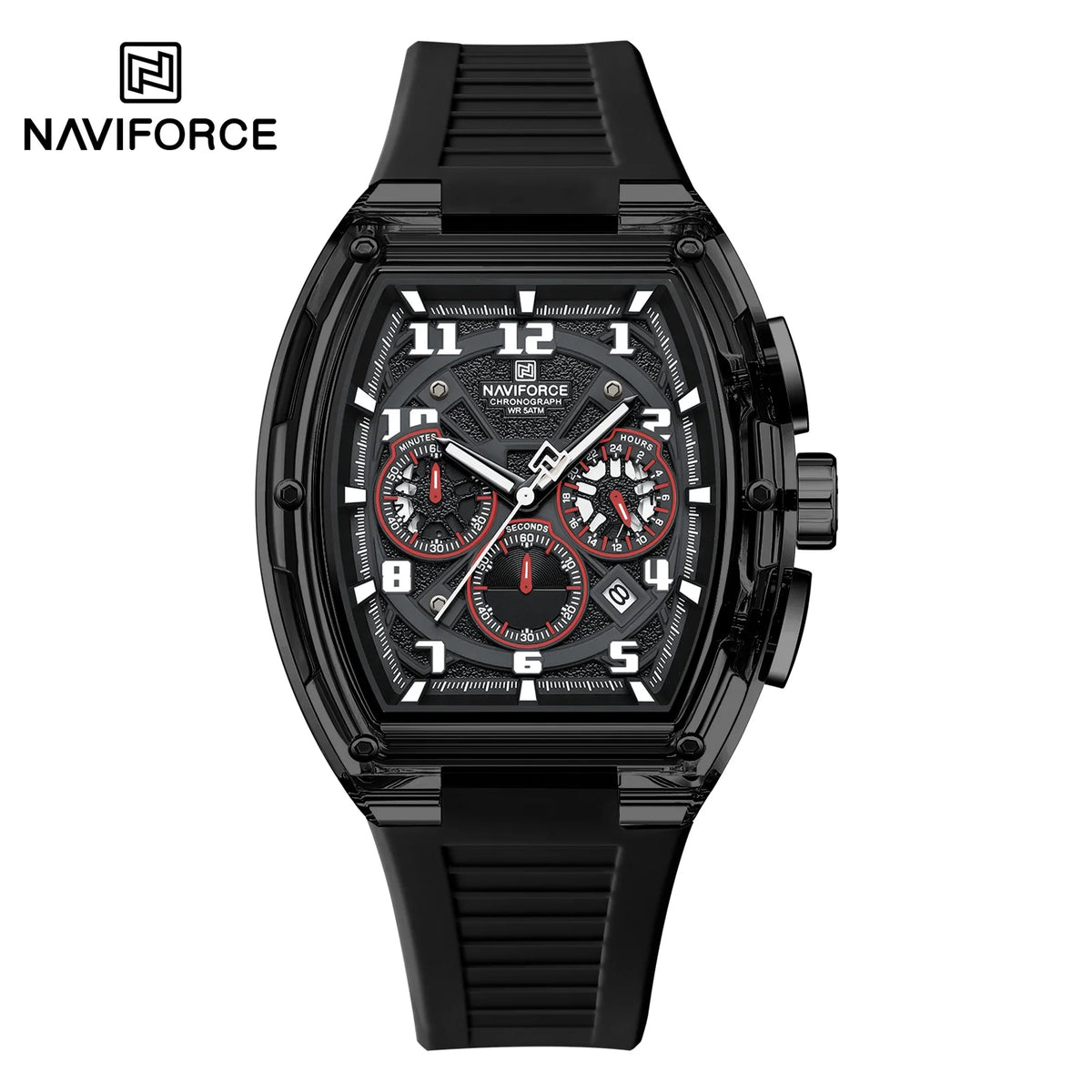Reloj para hombre NAVIFORCE de tendencia deportiva, cronógrafo multifuncional, alta calidad, resistente al agua 50 m y a prueba de golpes.