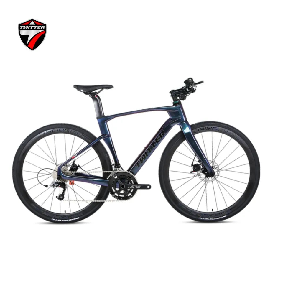 TWITTER V3Pro Transmisión electrónica SENTYEH ES800-13S Bicicleta de gravel de fibra de carbono con manillar plano y freno de disco hidráulico