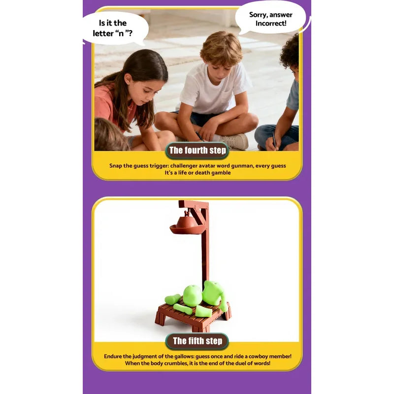 Nuevo juego de adivinación de excepto misterioso magnético de vaquero, juego de palabras de mesa de colapso de Gallows, juego de fiesta familiar, juguete de Navidad