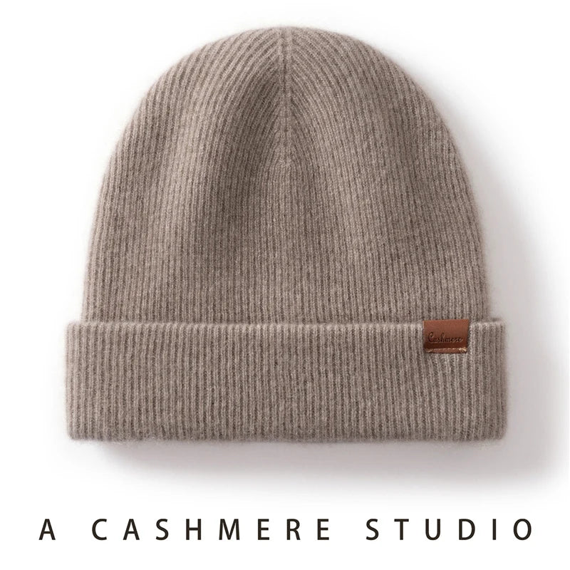 Gorros de invierno para mujeres/hombres, gorros informales para exteriores, gorros tejidos de Cachemira, gorro grueso de dos capas, gorro cálido a prueba de viento para Unisex