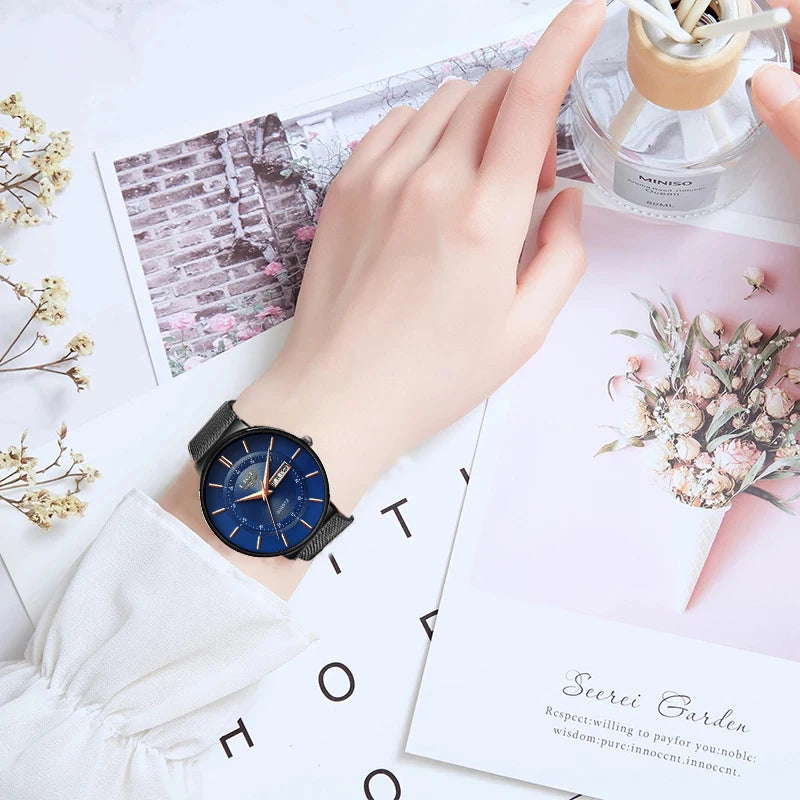 Reloj de pulsera LIGE de cuarzo para mujer, acero inoxidable, estilo retro, movimiento japonés de gran calidad, reloj impermeable a la moda para mujer