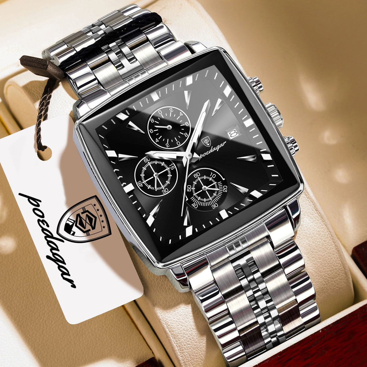 Reloj de pulsera de lujo para hombre POEDAGAR, de cuarzo, luminoso, resistente al agua, de acero inoxidable, cronógrafo con fecha, reloj de negocios para hombre