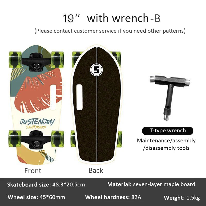 Mini Patineta Portátil de 19 Pulgadas, Patineta Completa de Madera de Arce, Patineta de Alta Velocidad para Niños, Adultos, Principiantes y Perros