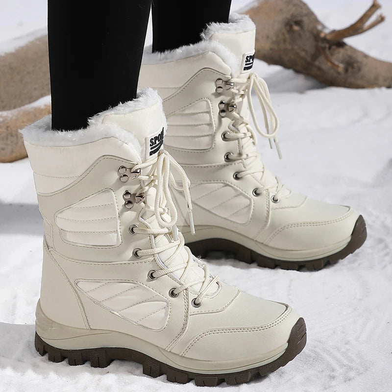 Botas de nieve de invierno para mujer, botines impermeables de alta calidad, botas gruesas y cálidas para senderismo en la nieve, zapatos de algodón para exteriores, zapatillas de deporte