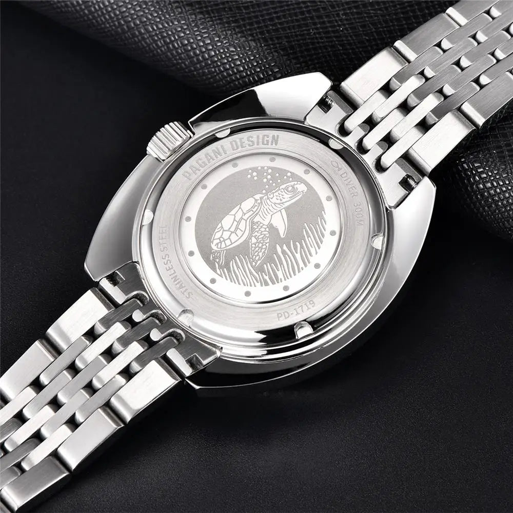 Reloj automático mecánico para hombre PAGANI DESIGN de buceo, movimiento NH38, cristal de zafiro, acero inoxidable, sumergible 300 m, revestimiento AR, modelo PD1719