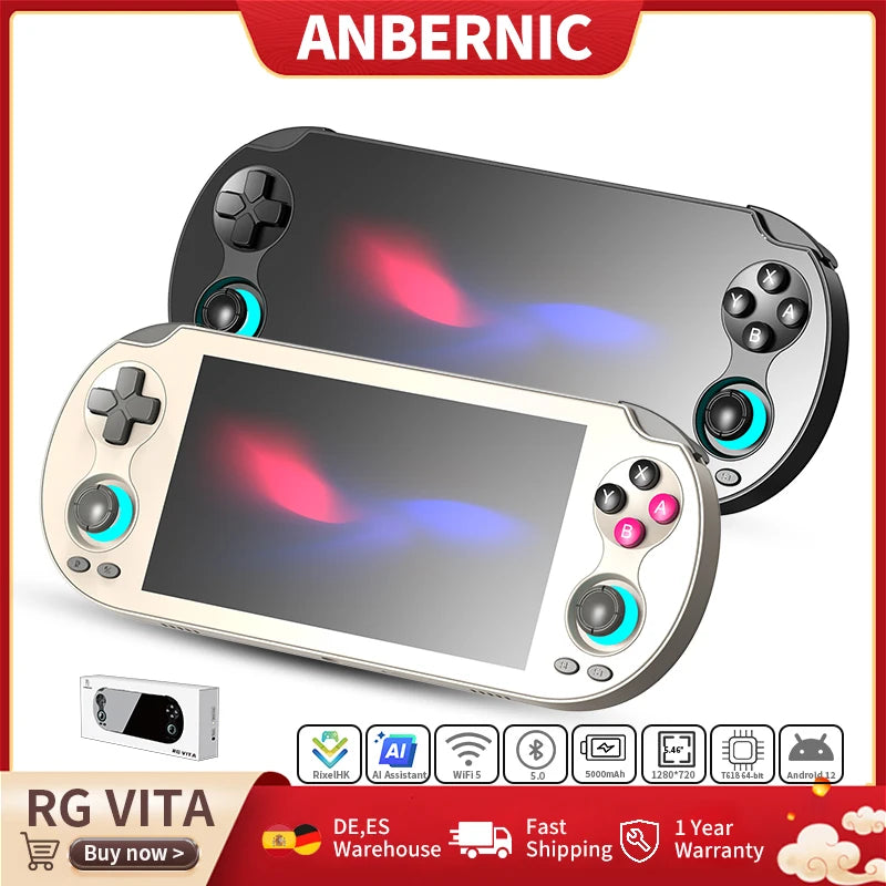 ANBERNIC RG VITA Handheld Game Console 5.46" IPS Touch Android 5000mAh Multi-Emulator Portable Gaming Player WIFI 5 AI Streaming