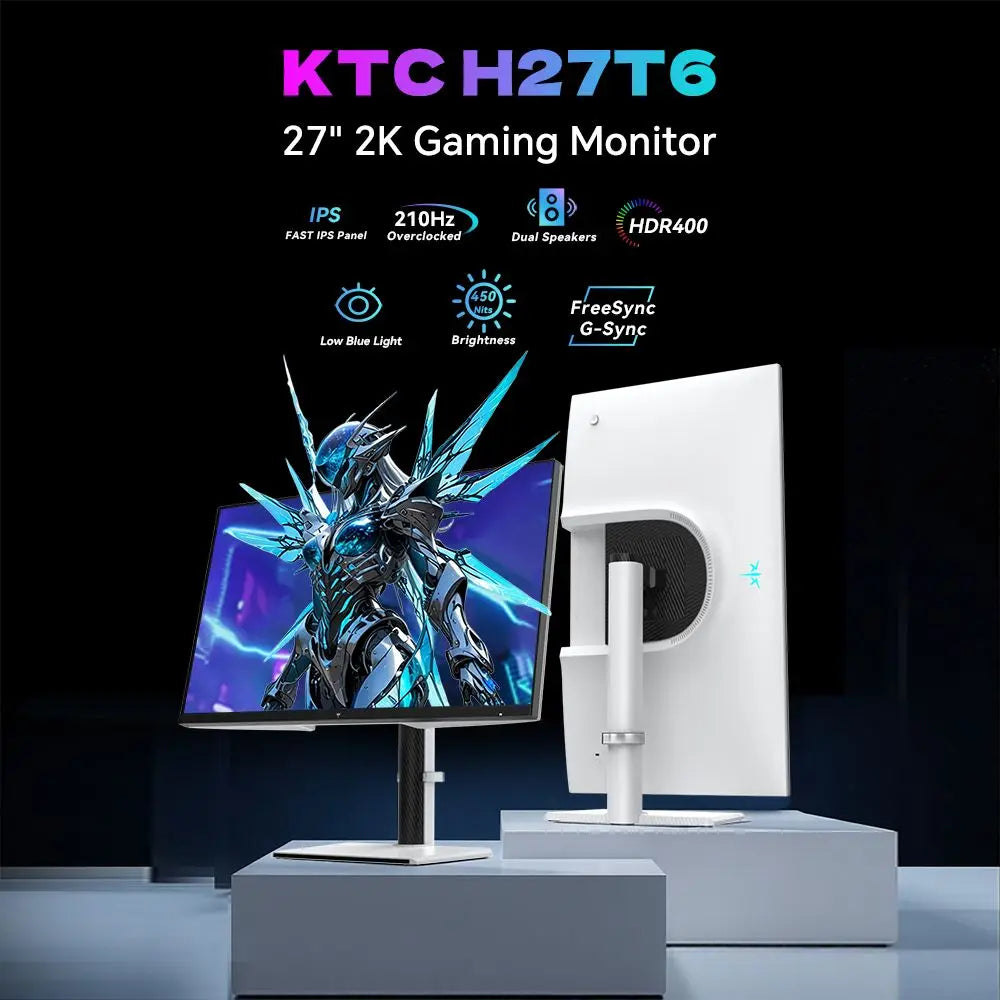 Monitor para Juegos KTC H27T6 de 27 Pulgadas, 2K QHD 2560x1440, 210Hz, IPS Rápido, HDR400, 1ms GTG, Compatible con FreeSync y G-Sync, Soporte Giratorio Ajustable en Altura, Cuidado Ocular con Luz Azul Baja