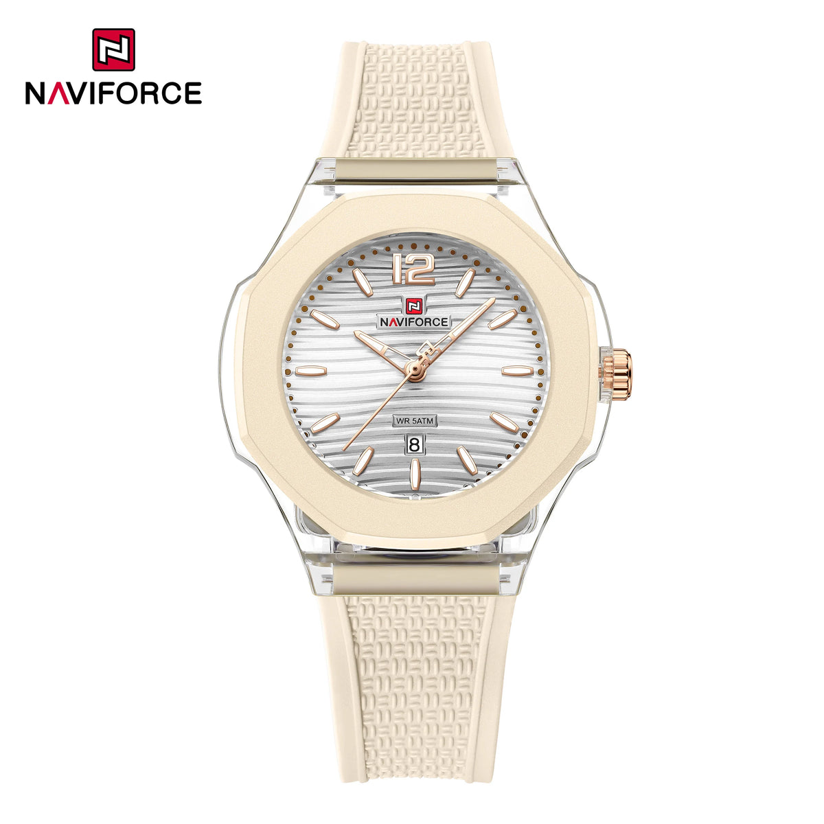 Reloj de cuarzo para mujer NAVIFORCE, resistente al agua 5ATM, correa de silicona, analógico, luminoso, casual y deportivo para dama