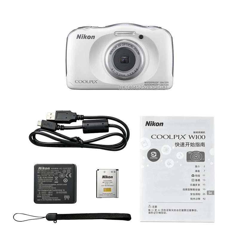 【Original】Cámara digital Nikon COOLPIX W100 con pantalla LCD de 2,7 pulgadas Full HD 1080P, cámara digital portátil