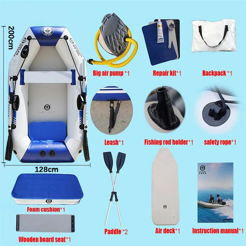 Barco de pesca Solar Marine de PVC para 2 personas, Kayak inflable de 2M, canoa resistente al desgaste, artesanía de juego acuático con accesorios gratis