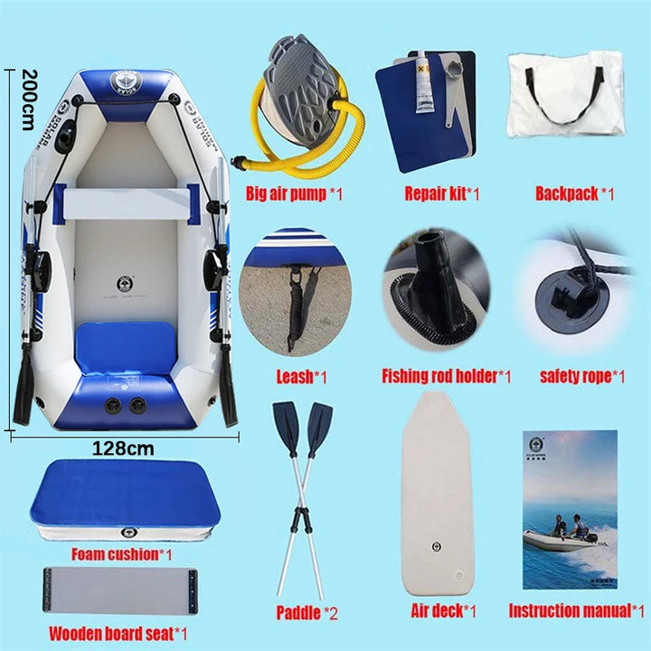 Barco de pesca Solar Marine de PVC para 2 personas, Kayak inflable de 2M, canoa resistente al desgaste, artesanía de juego acuático con accesorios gratis