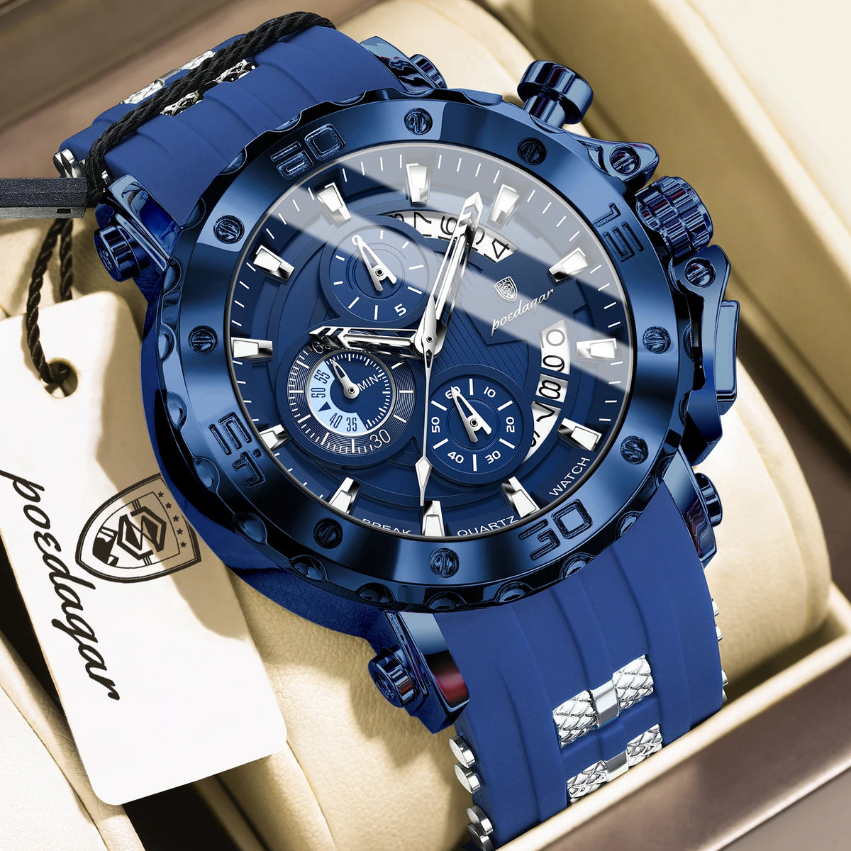 Reloj para hombre POEDAGAR Youth Sports, cronógrafo, fecha, resistente al agua, luminoso, correa de silicona, cuarzo, moderno, reloj para hombre
