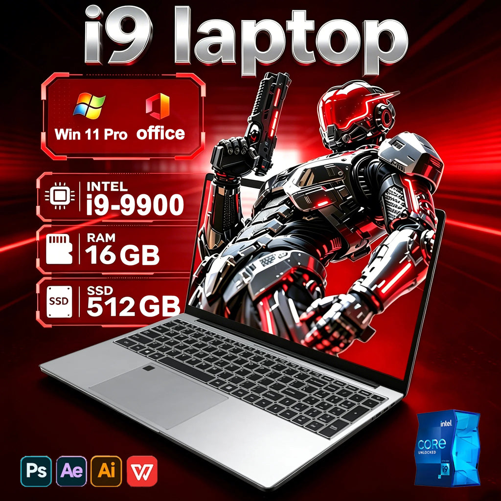 Laptop para Juegos de 15.6' con Windows 11 Pro, Intel Core I9-9900, 16GB de RAM, 1TB SSD, Computadora Portátil para Oficina, Juegos y Estudio
