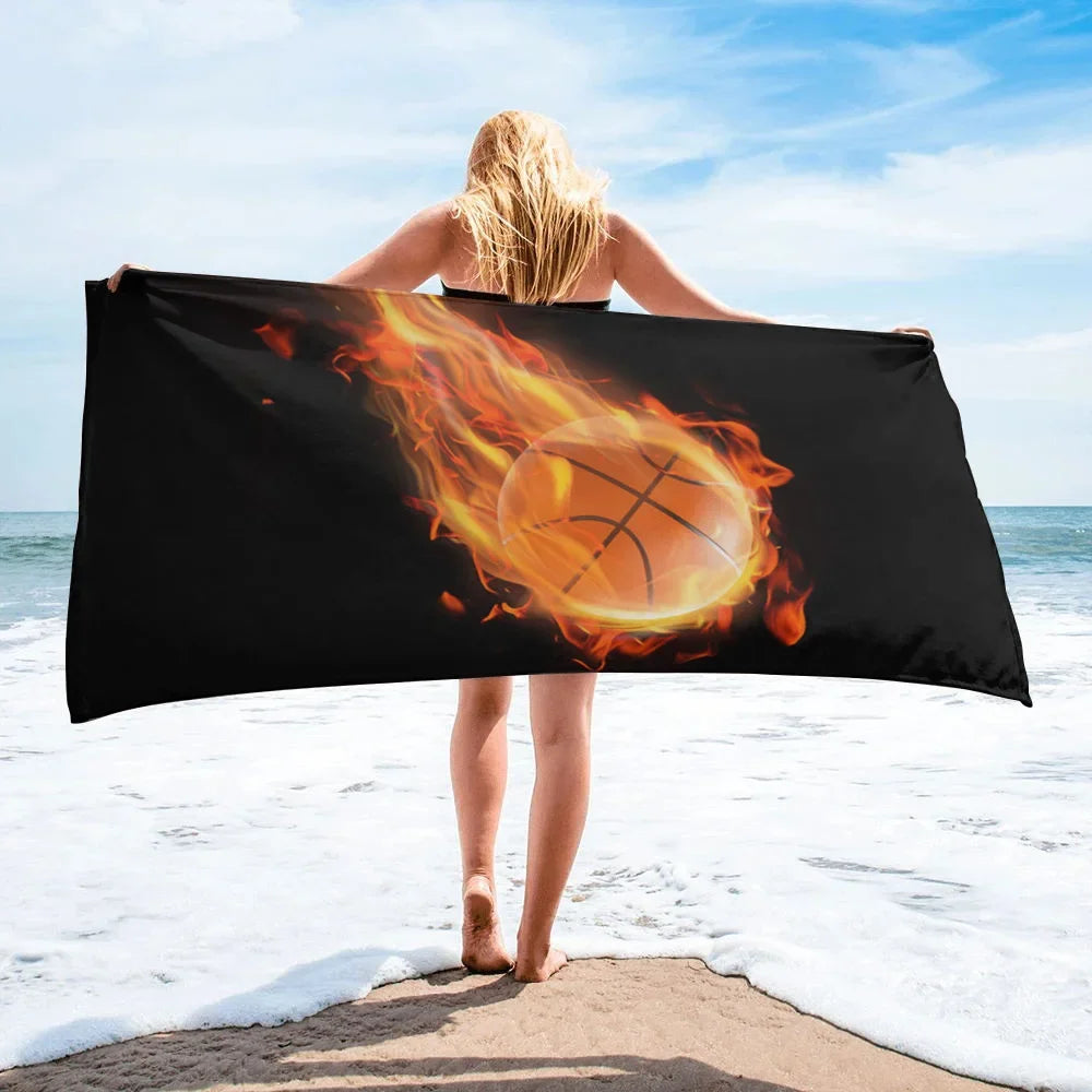 Toalla de playa deportiva para baloncesto, microfibra, suministros de baño de secado rápido, natación, gimnasio, Camping, decoración del hogar, toallas para regalos de novio