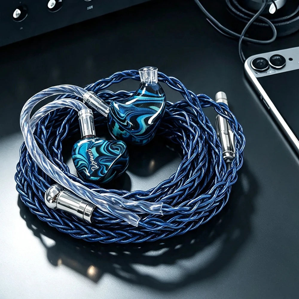 Auriculares intraaurales BA-X10 con cable trenzado azul y dos unidades con acabado azul