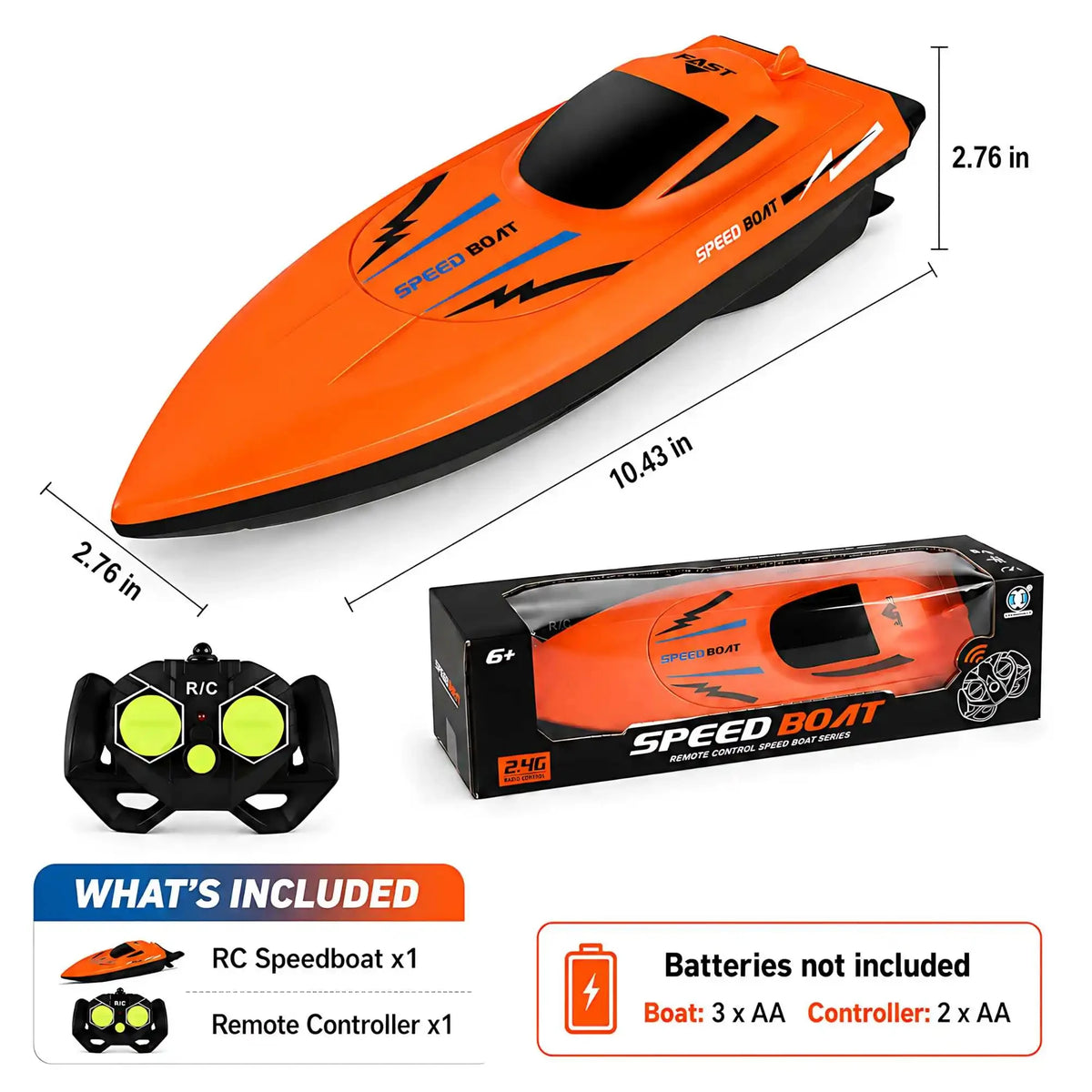 Lancha rápida a control remoto de 2.4G para niños – Juguete de barco RC eléctrico rápido con motor doble, modelo impermeable para piscinas y juegos al aire libre