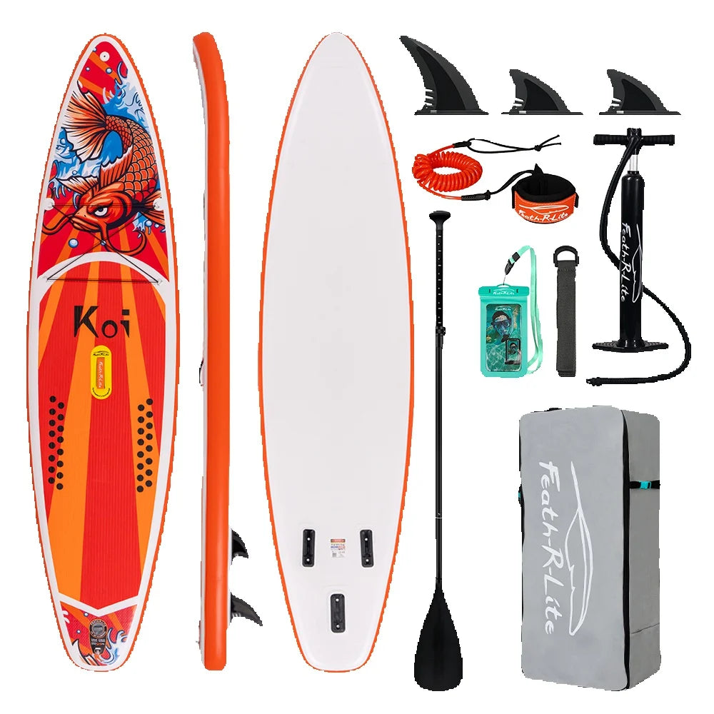 Tabla de Paddle Surf Inflable FunWater SUPFR01E 320cm-350cm, Tabla de Surf Completa con Accesorios, Remo Ajustable, Bomba, Mochila de Viaje ISUP, Correa, Bolsa Impermeable, Tabla de Paddle para Adultos