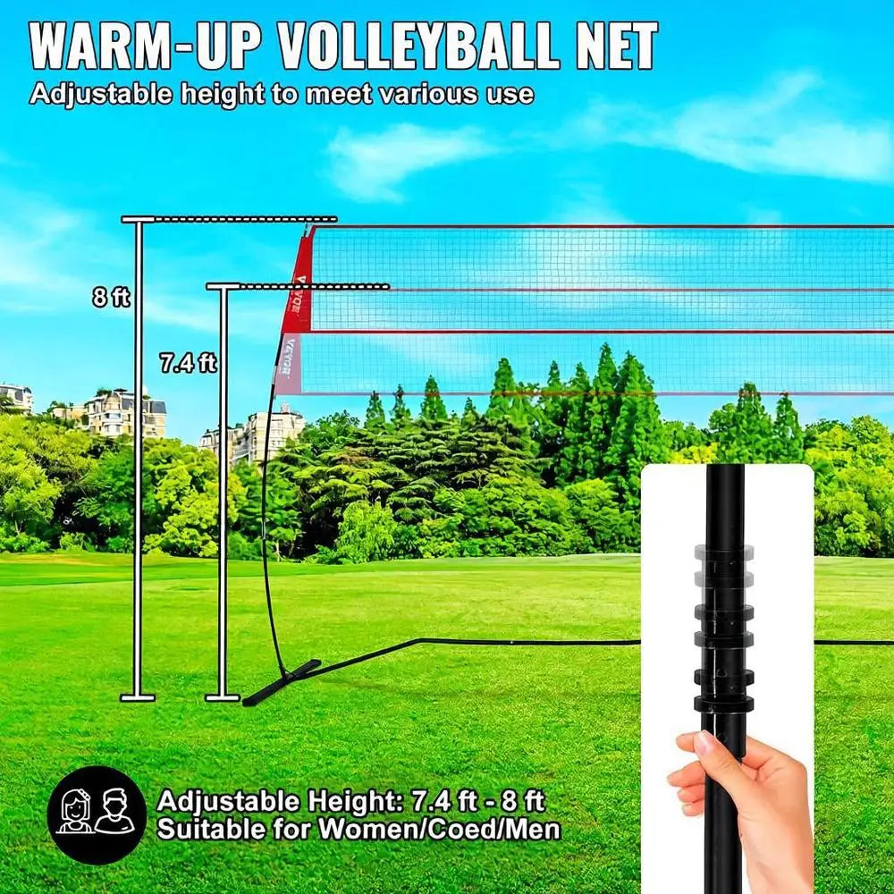 Red de voleibol, red de voleibol ajustable en altura, 4,3 x 2,3-2,4 m, red de voleibol portátil para playa, red de voleibol plegable con pelota de voleibol y bolsa de transporte, para jardín, playa