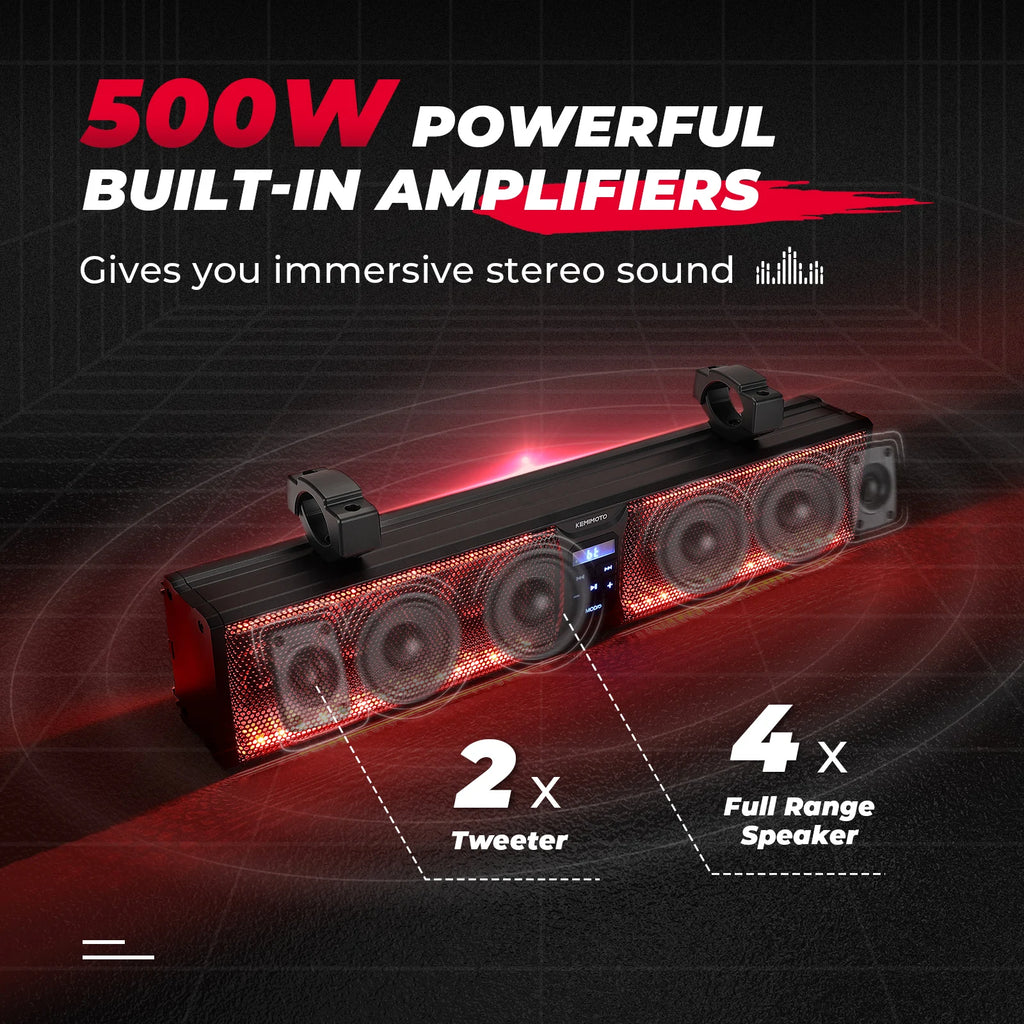 Sistema de Barra de Sonido RGB con Altavoz Bluetooth para UTV, Compatible con Jaulas Antivuelco de 1.5-2.25 Pulgadas, Compatible con Polaris RZR PRO XP/XP4 1000 800 para Can-am X3