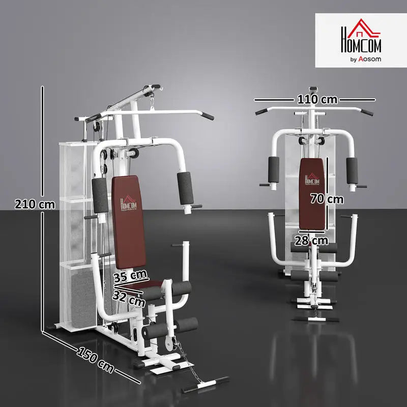 Estación de Fitness Multifunción Kraftstation: Equipo de Entrenamiento de Fuerza con Barra de Ejercicios y Barra de Mariposa