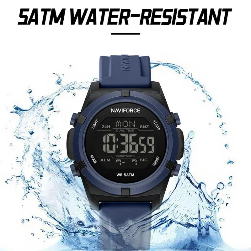 NAVIFORCE 2026 Watches For Men Clock Alarm Stopwatch 5ATM Waterproof LCD Dual Display Wristwatch Quartz Daily Casual Sport Watch