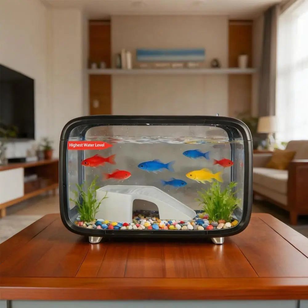 Durable Compact Aquarium Kit Transparent Clear Viewing Fish Tank Drop Resistant Desktop Aquarium Bedroom
