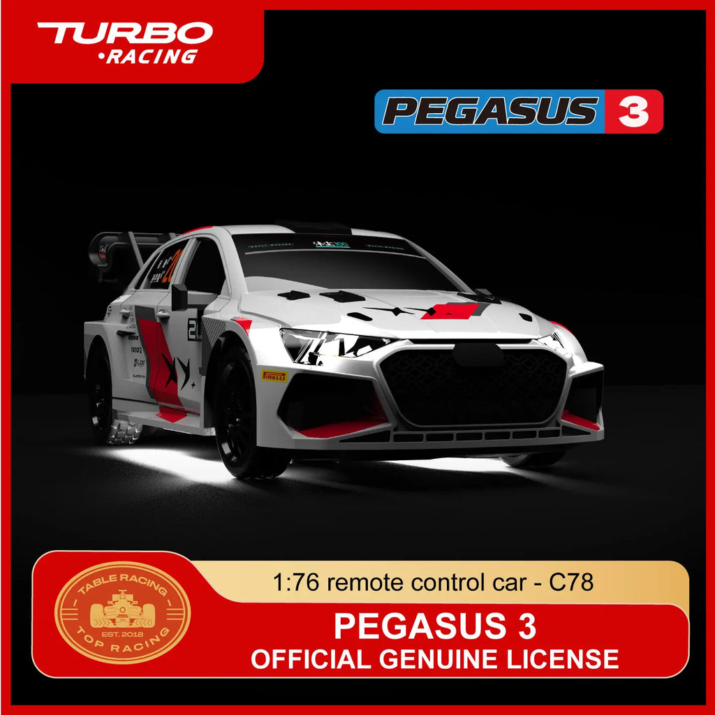 Coche RC Turbo Racing C78 1/76, Mini Team Pegasus 3, Edición Limitada Oficial, Ultra-micro Coche RC de Derrape, Juguete de Carreras de Mesa para Niños