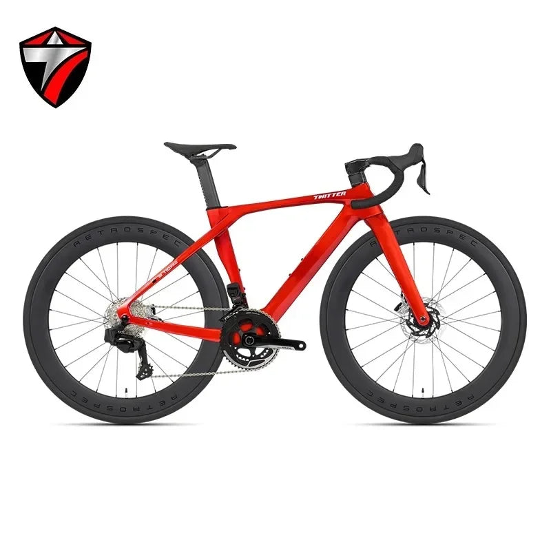 Bicicleta de carretera TWITTER T10pro con velocidad variable electrónica, bicicleta de 24 velocidades EDS TX7100, fibra de carbono T800, freno de disco hidráulico