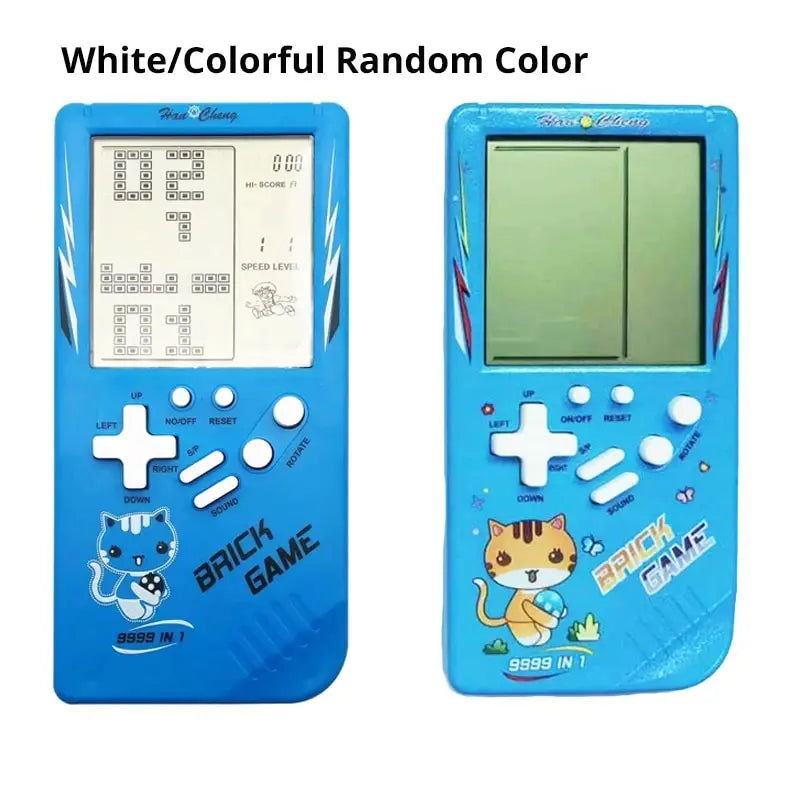 Consola de juegos portátil retro, juguete de rompecabezas electrónico clásico, pantalla grande, color azul, juguetes para niños