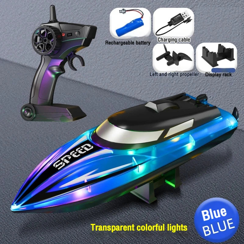 Lancha rápida de radiocontrol 2.4G, barco de control remoto de alta velocidad, motor dual, barco de carreras, submarino eléctrico impermeable, juguete para exteriores, regalo para niños y adultos