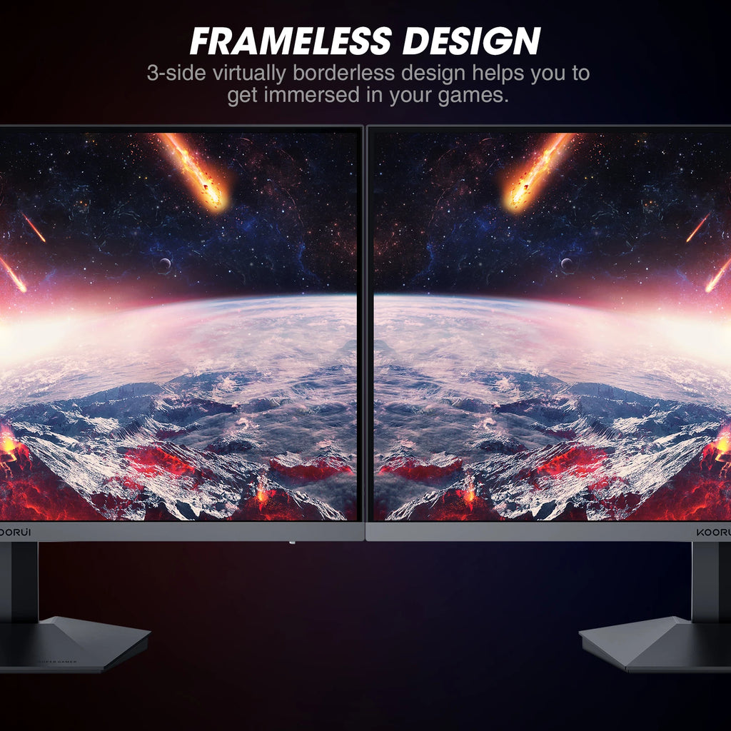 Monitor para juegos KOORUI 24E3 de 24" con panel IPS, FHD 1920×1080, 165Hz, pantalla con protección ocular, monitor para PC para oficina en casa, HDMI 1.4, contraste 3000:1, Adaptive-Sync HDMI 1.4,-5 °   hasta 20 °   Incl