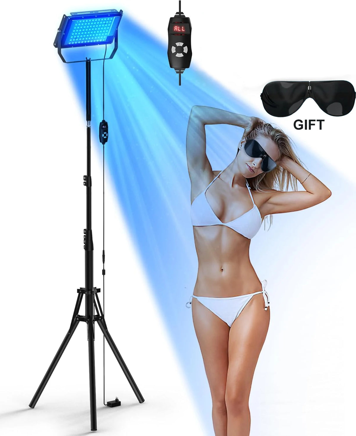 Lámpara de bronceado ultravioleta, trípode de 50W, lámpara Solarium para cuerpo bronceado, 96 Uds., longitud de onda de lámpara de luz azul, 460nm y 480nm, cuidado de la piel
