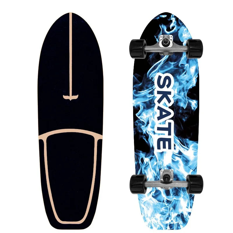 Patineta Profesional de Surf sobre Tierra de 32'' con Ejes de PU CX4, Tabla de Madera de Arce Multicapa sin Descenso para Niños y Adultos, Ideal para Principiantes y Práctica de Esquí