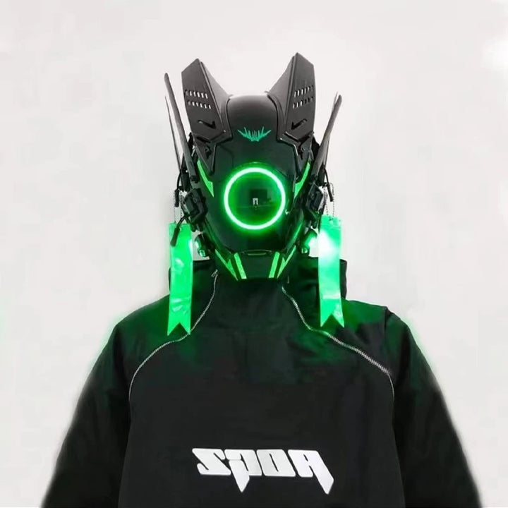 Máscara de casco nuevo Cyberpunk Samurai Robot Tech Shinobi especial Punk Techwear con luz Led máscara de Cosplay juguete niños regalo de Halloween ﻿