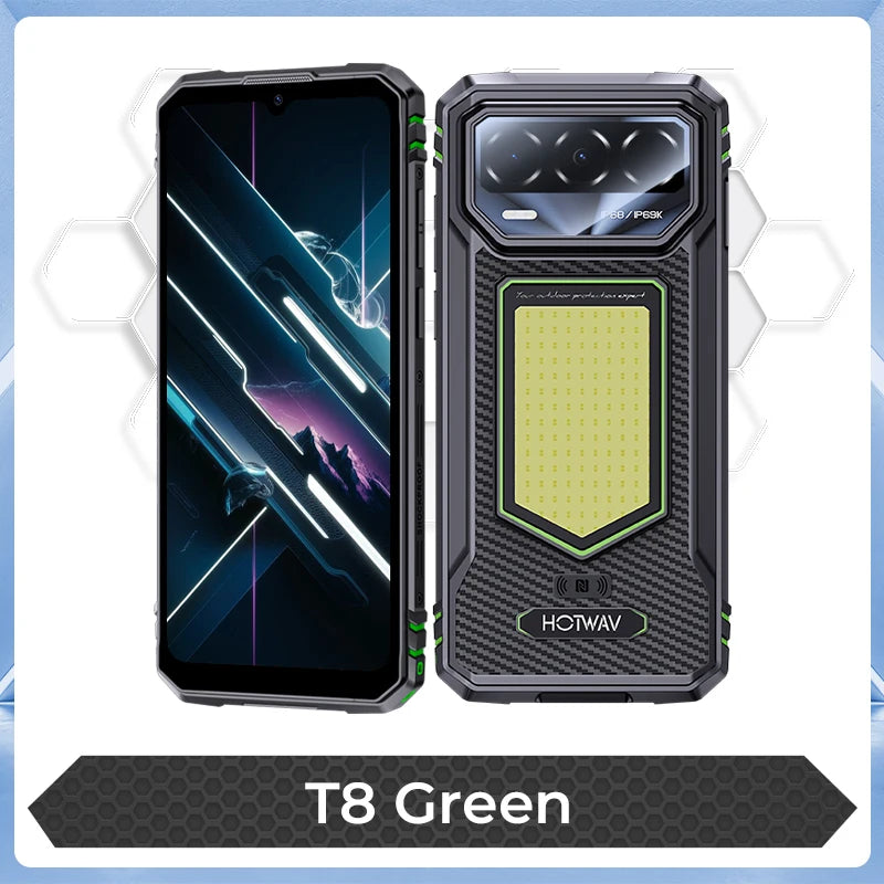 Smartphone resistente HOTWAV T8 6,75'' 120Hz 4GB RAM 64GB ROM Teléfono móvil 6200mAh 20W Súper luz de camping Android 16