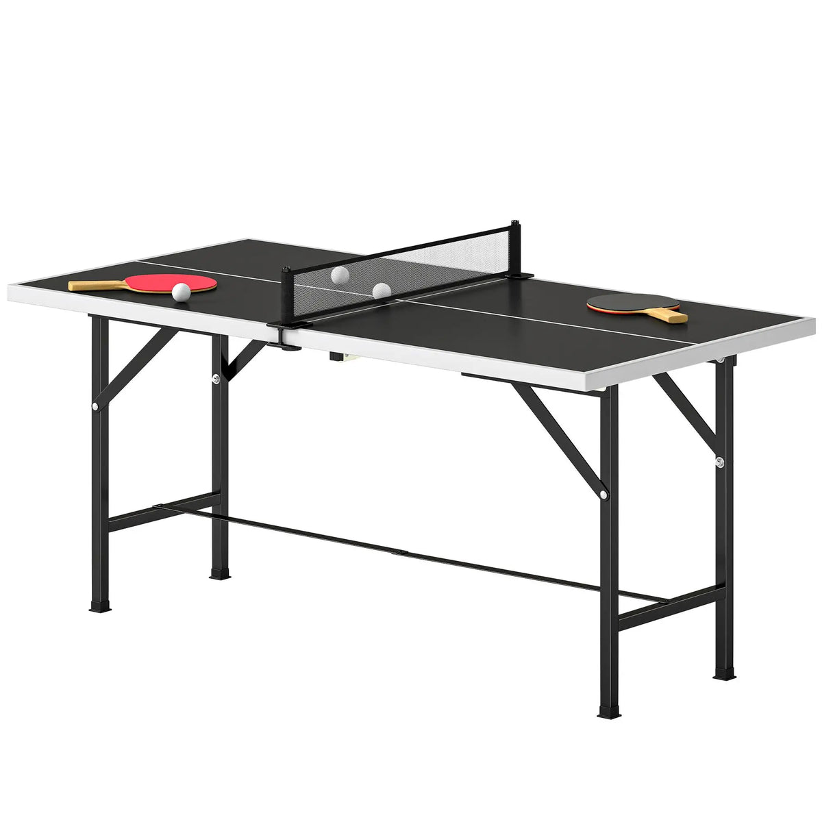 Mesa de tenis de mesa plegable de 150 cm con red, 2 raquetas y 3 pelotas, resistente al agua, 19 kg.